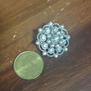 Silver-Tone Crystal Floral Brooch - Elegant Women's Jewelry